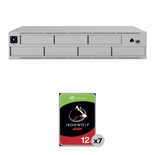 Ubiquiti 84TB UNAS Pro 7-Bay NAS Enclosure Kit with Seagate IronWolf Drives (7 x 12TB)