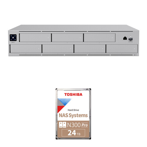 Ubiquiti 96TB UNAS Pro 7-Bay NAS Enclosure Kit with Toshiba N300 PRO Drives (4 x 24TB)