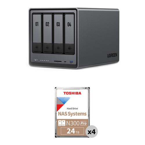 UGREEN 96TB NASync DXP4800 4-Bay NAS Enclosure Kit with Toshiba