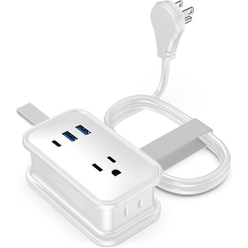 Uncaged Ergonomics 6-in-1 Travel Power Strip with USB Ports (White)