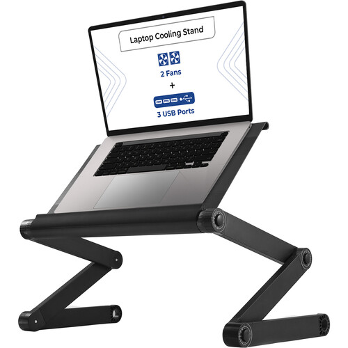 Uncaged Ergonomics WorkEZ Executive Laptop Stand with 3 USB Ports and 2 Cooling Fans (Black)
