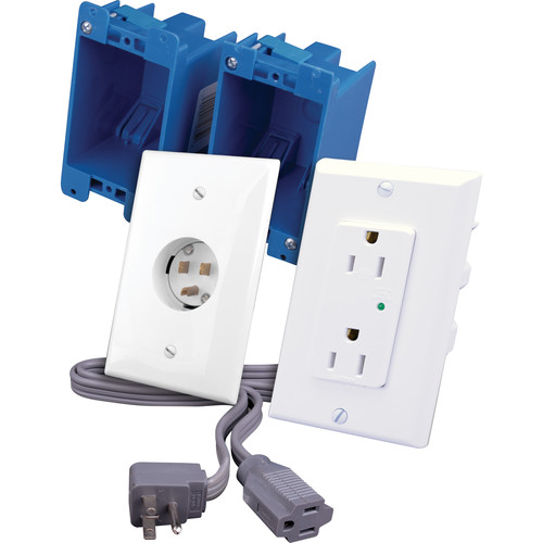 Vanco Rapid Link Power In-Wall Installation Kit with Surge Protection (White Wall Plates)