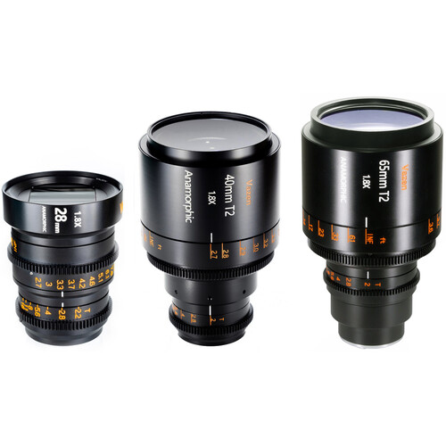 Vazen 28, 40, 65mm 1.8x Anamorphic Lens Bundle for Micro Four Thirds Camera with Case