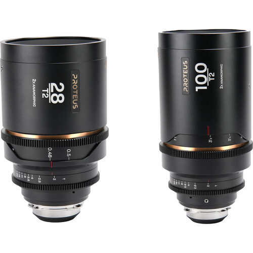 Venus Optics Laowa Proteus 2x Anamorphic 28 & 100mm T2 Lens Bundle (PL/EF, Meters, Amber Flare)