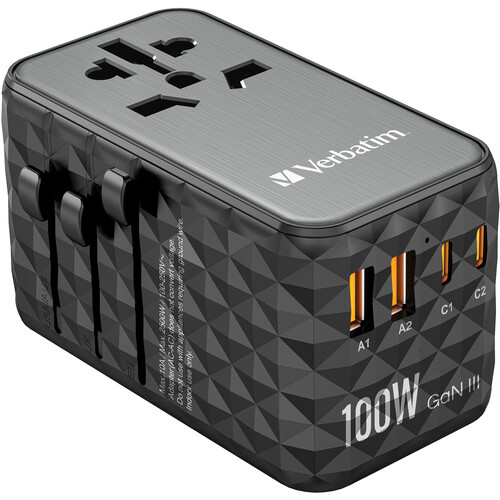 Verbatim UTA-06 100W 4-Port USB GaN III Universal Travel Adapter