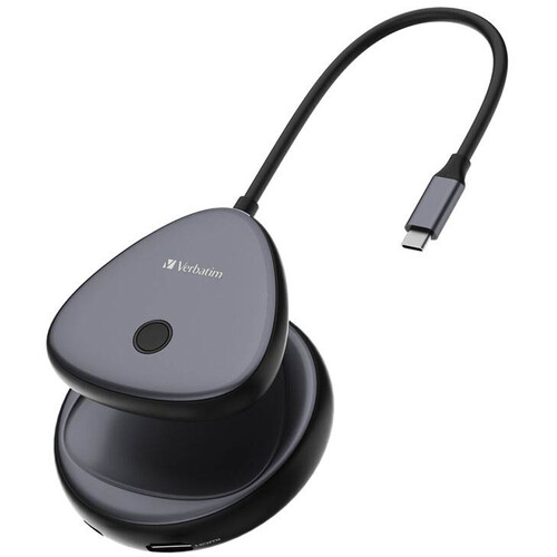 Verbatim WDA-01 Share My Screen 1080p USB-C Wireless Display Adapter with USB Hub and Card Reader