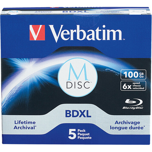 Verbatim M DISC BDXL 100GB 6x Blu-ray Discs (Jewel Case, 5-Pack)