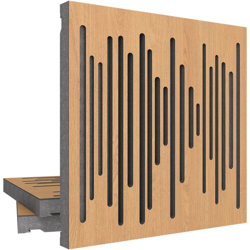 Vicoustic Wavewood Diffuser Ultra MKII Acoustic Panel (Natural Oak with Gray Channels, 3-Pack)