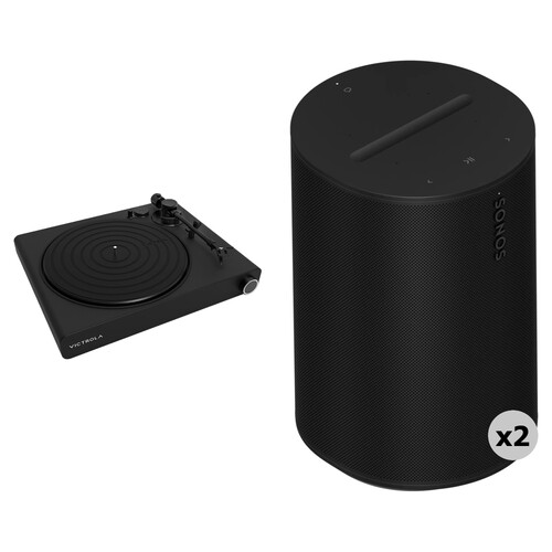 Victrola Stream Onyx Turntable with a Pair of Black Sonos ERA 100 Speakers Kit