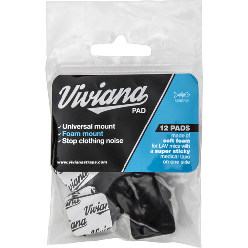 Viviana Pads Soft Foam Mounts for Lavalier Microphones (12-Pack, Black)