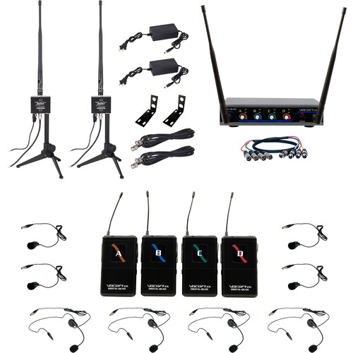 VocoPro BOOST-PLAY-4 Four-Channel Long-Range Digital Wireless Headset/Lavalier Microphone System (900 MHz)