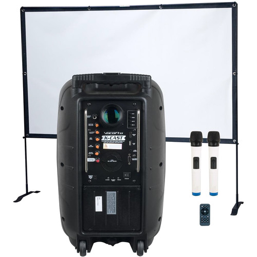 VocoPro K-Cast Portable Battery-Powered PA and Projector with Screen