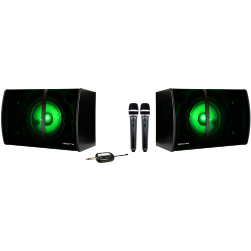 VocoPro K-Fan-Singer Stereo Karaoke Speaker System with Wireless Microphones and Receiver