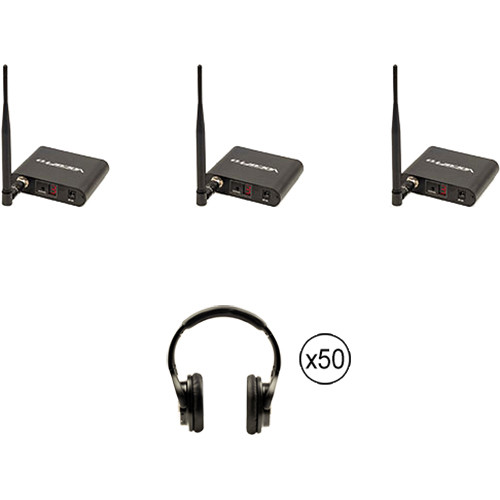 VocoPro SilentDisco-350 System with 3 Transmitters and 50 Wireless LED Headphones (900 MHz)