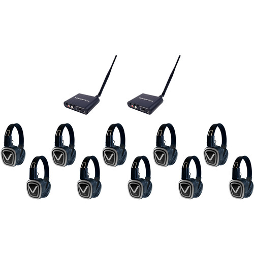 VocoPro Silent Disco Pro 210 Long-Range Event Package (2 Transmitters, 10 Headphone Receivers)