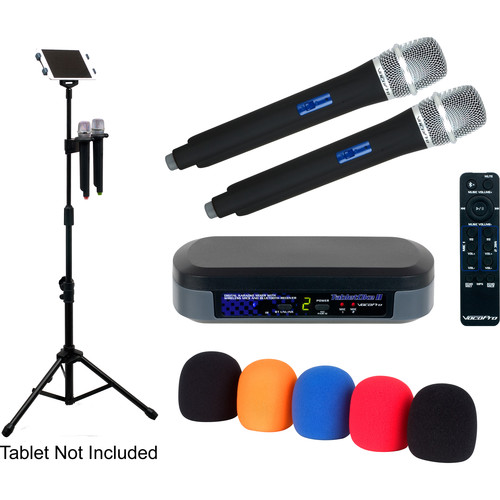 VocoPro TabletOke-2MC Digital Karaoke Mixer with Wireless Mics and Professional Tablet Stand