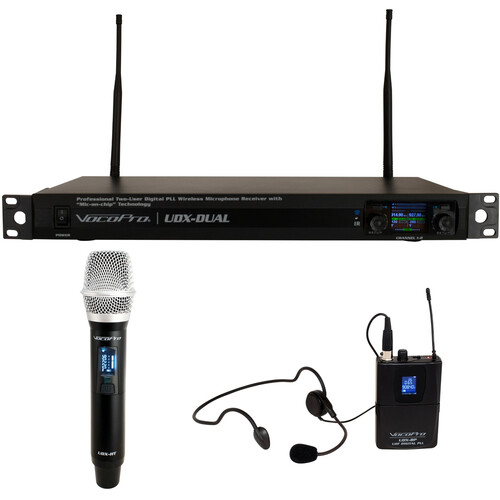VocoPro UDX-Dual-Combo Digital Wireless Microphone System with Handheld and Headset Mics (900 MHz)
