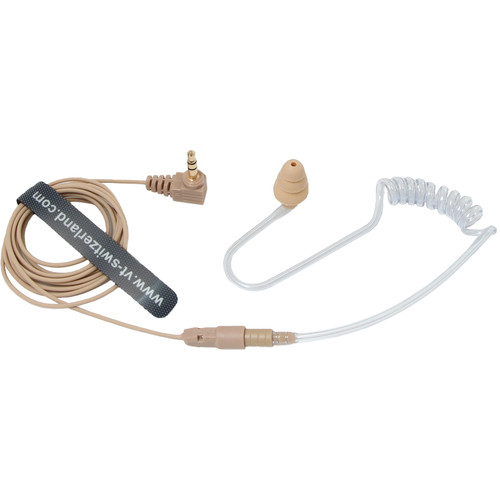 Voice Technologies VT600D Earphone with Removable Coiled Tube (3.5mm TRS Connector, Beige)