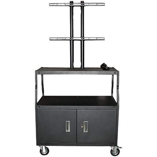 Vutec Wide Body Flat Panel Cart with Locking Cabinet and Pyramid & Twin Post Design (40 x 20" Shelf Size)