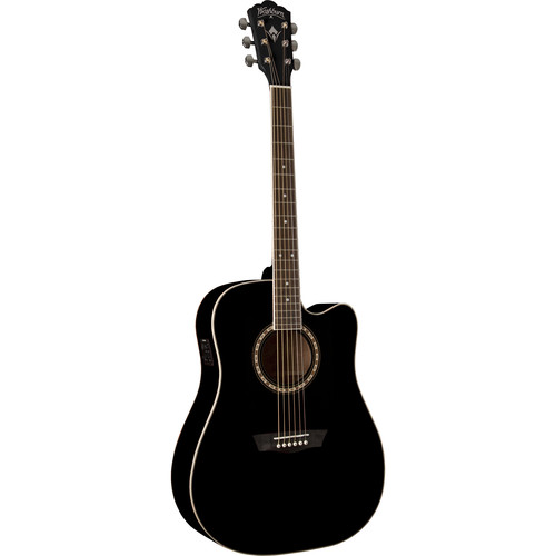 Washburn WD10CEB Apprentice Series Acoustic/Electric Guitar (Black)