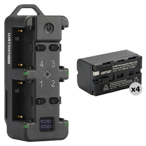 Watson 4-Bay NP-F Battery Charger with 4 x NP-F770 Lithium-Ion Battery Pack Kit
