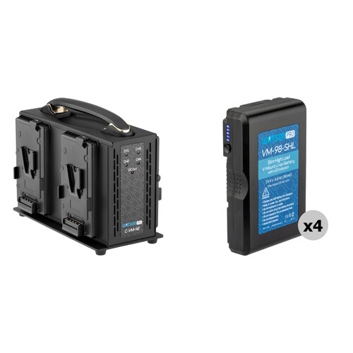 Watson Pro 4 x High-Draw 98Wh Slim Batteries & Simultaneous Quad Charger V-Mount Kit