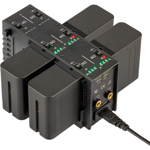 Watson NP-F970 High-Capacity 4-Battery Kit with L-Train 6-Bay NP-F Battery Charger