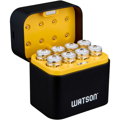 Watson Rechargeable AA Lithium-Ion Batteries with 8-Bay Charger (8-Pack, 3600mWh)