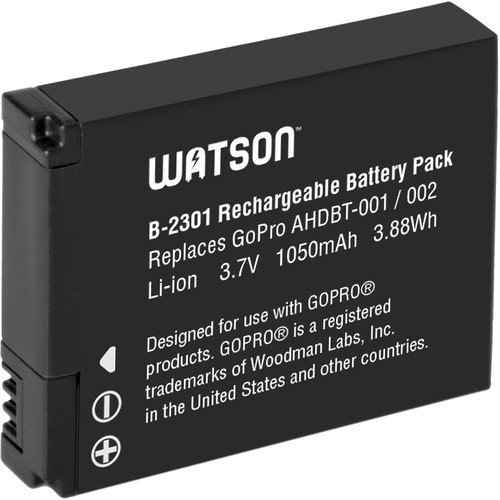 Watson Lithium-Ion Battery Pack for GoPro Cameras (3.7V, 1050mAh)