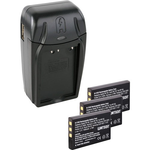 Watson Compact AC/DC Charger Kit with 3 NP-60 Lithium-Ion Battery Packs