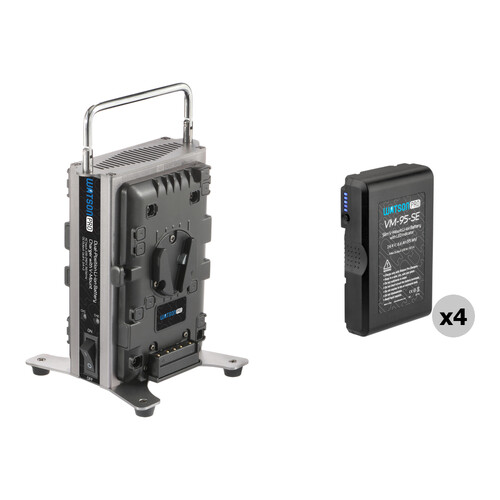Watson Dual-Position Compact V-Mount Charger with 4 x 14.4V 95Wh Slim Li-Ion Battery Kit