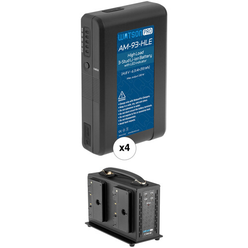 Watson Pro Four 15A High-Load 14.8V 93Wh Batteries & Quad Position Charger Kit (Gold-Mount)