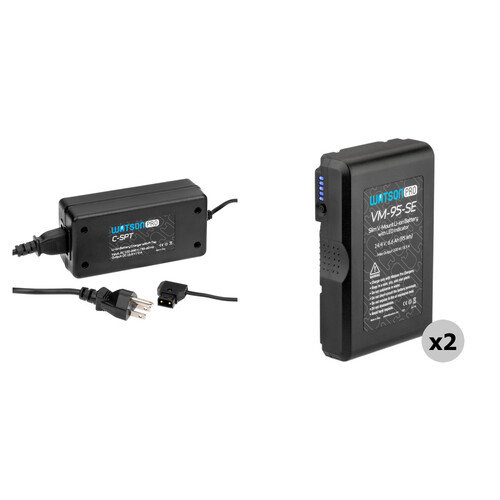Watson Pro 14.4V 95Wh Slim Li-Ion 2-Battery Kit with Single D-Tap Charger (V-Mount)