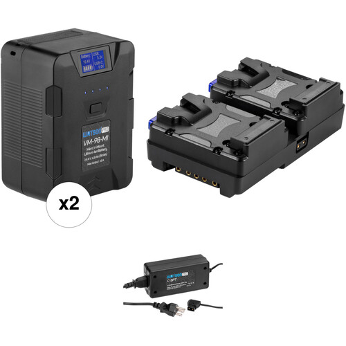Watson Pro 14.4V 98Wh Micro V-Mount Batteries with Dual-Battery Adapter Plate & Charger Kit (2 Batteries)