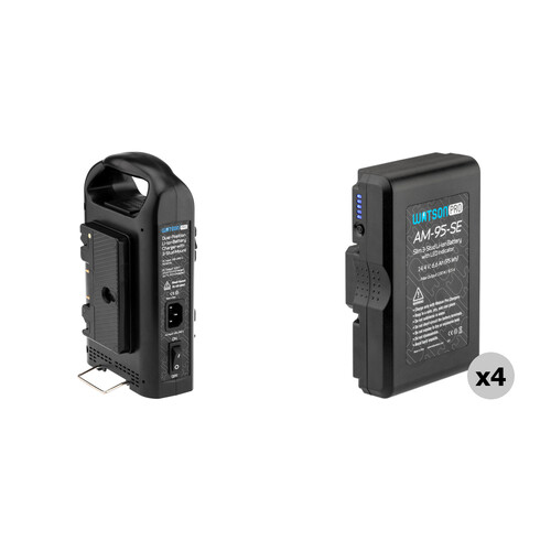 Watson Pro 4 x 95Wh Slim Batteries & Simultaneous Dual Charger Gold Mount Kit