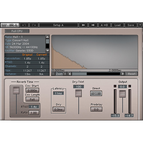 Waves IR1 Convolution Reverb - Plug-In (Native/SoundGrid, Download)