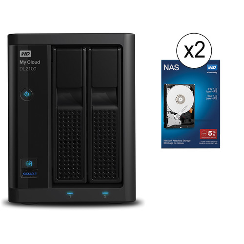WD 10TB (2 x 5TB) My Cloud Business Series DL2100 2-Bay NAS Server with Drives Kit