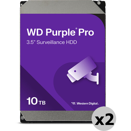 WD 10TB Purple Pro 7200 rpm SATA III 3.5" Internal Surveillance Hard Drive (Retail, 2-Pack)