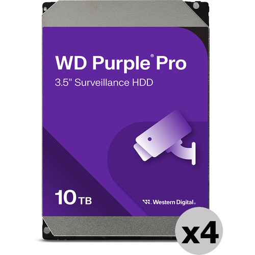 WD 10TB Purple Pro 7200 rpm SATA III 3.5" Internal Surveillance Hard Drive (Retail, 4-Pack)