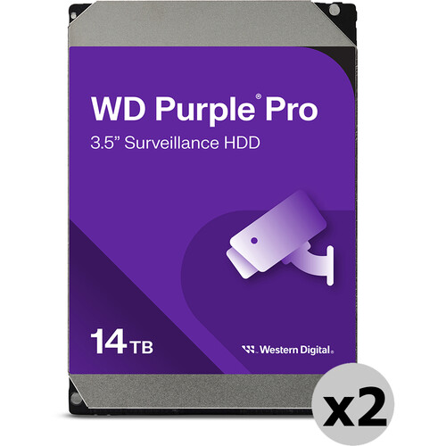 WD 14TB Purple Pro 7200 rpm SATA III 3.5" Internal Surveillance Hard Drive (Retail, 2-Pack)