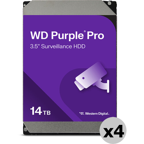 WD 14TB Purple Pro 7200 rpm SATA III 3.5" Internal Surveillance Hard Drive (Retail, 4-Pack)