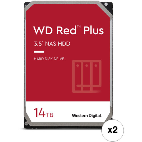 WD 14TB Red Plus 7200 rpm SATA III 3.5" Internal NAS HDD (2-Pack)