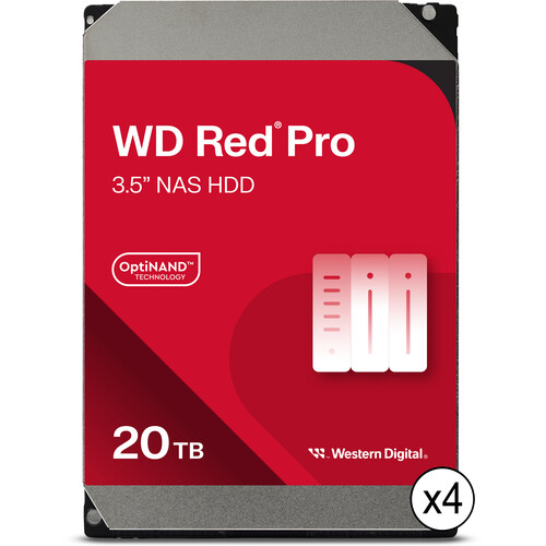WD 20TB Red Pro 7200 rpm SATA III 3.5" Internal NAS HDD (4-Pack)