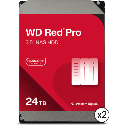 WD 24TB Red Pro 7200 rpm SATA III 3.5" Internal NAS HDD (2-Pack)