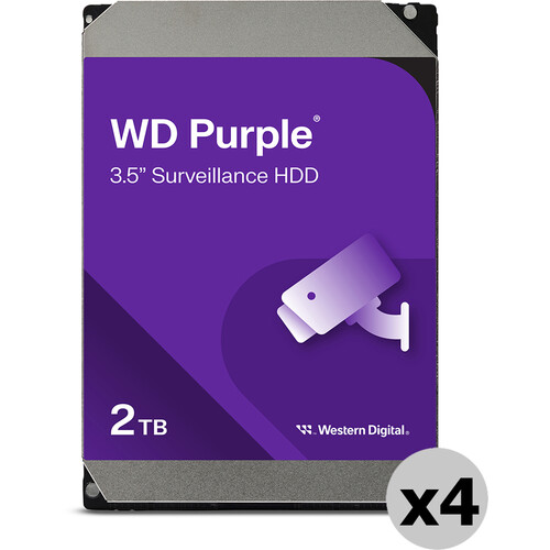 WD 2TB Purple SATA III 3.5" Internal Surveillance HDD (Retail, 4-Pack)