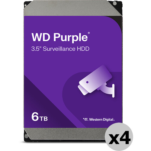 WD 6TB Purple SATA III 3.5" Internal Surveillance HDD (Retail, 4-Pack)