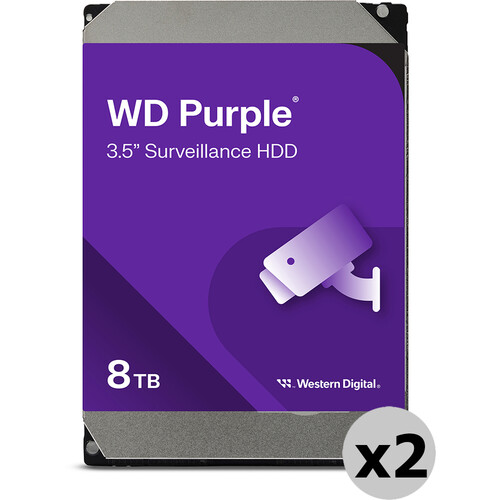 WD 8TB Purple 5640 rpm SATA III 3.5" Internal Surveillance HDD (Retail, 2-Pack)