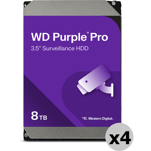 WD 8TB Purple Pro 7200 rpm SATA III 3.5" Internal Surveillance Hard Drive (Retail, 4-Pack)
