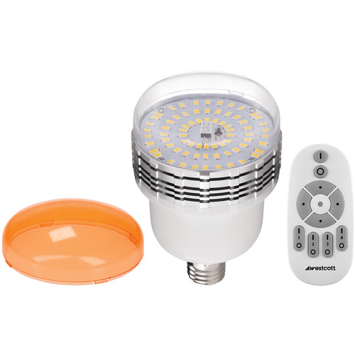 Westcott 45W Dimmable Daylight LED Bulb with Tungsten Cap and 2.4 GHz Remote