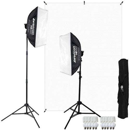 Westcott Basics 2-Light D5 Softbox and White Background Kit